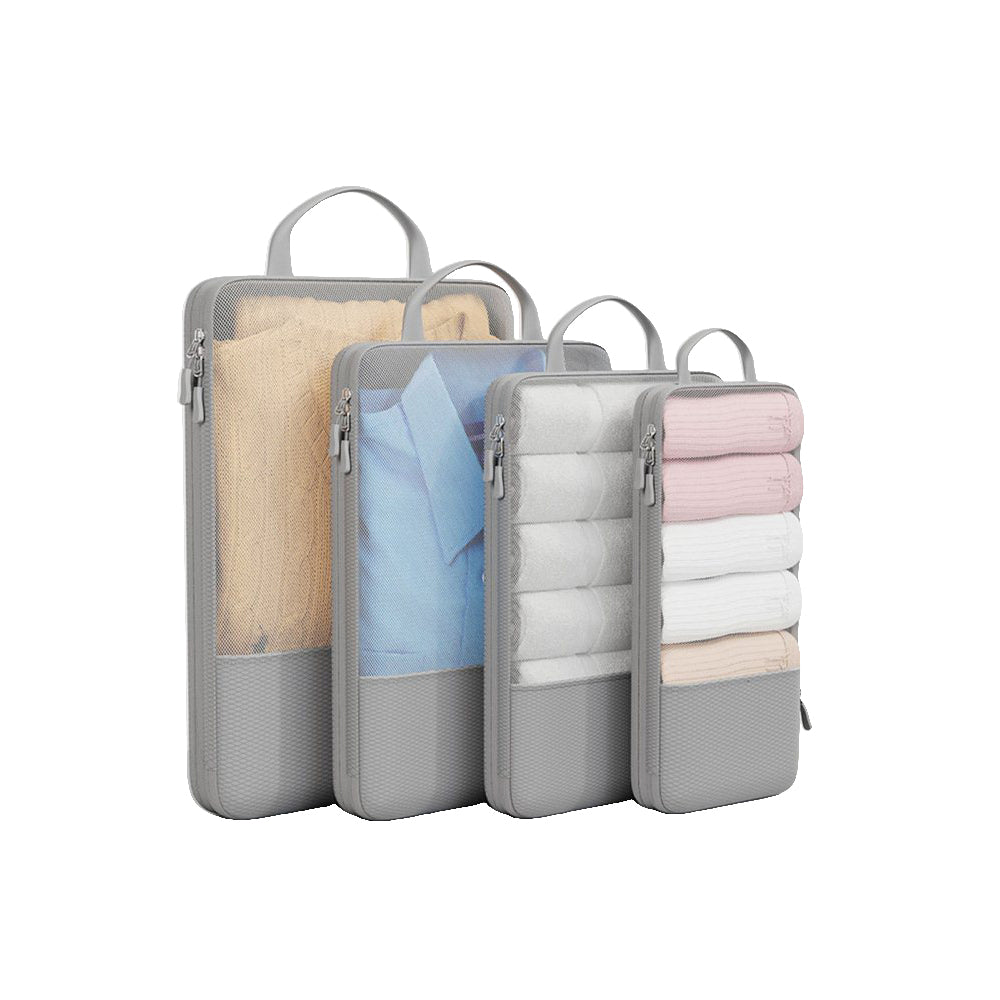 4Pcs Zipper Compression Storage Packing Bags Travel Luggage Organizers