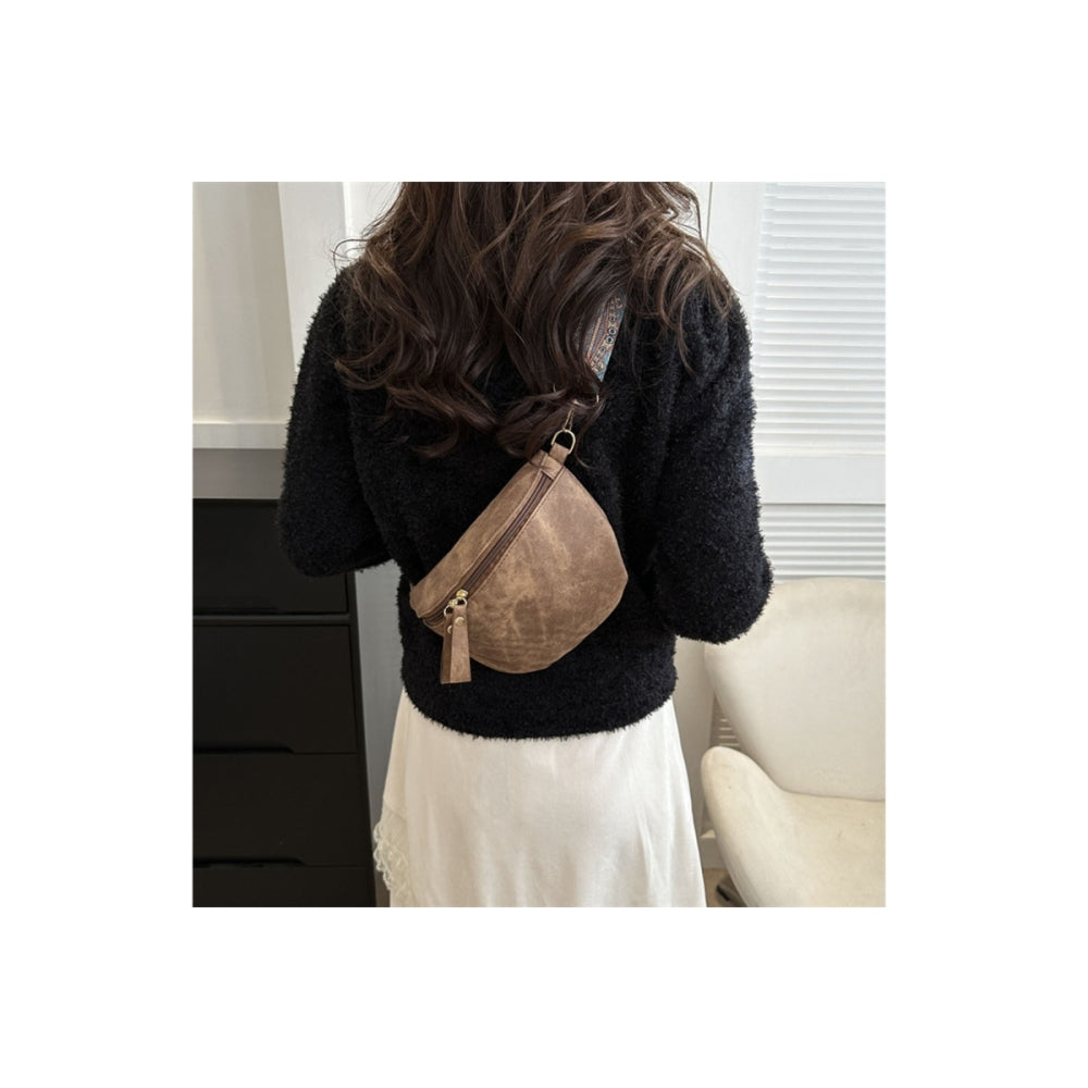 Stylish Hobo Solid Color PU Leather Satchel Wide Strap Chest Bag