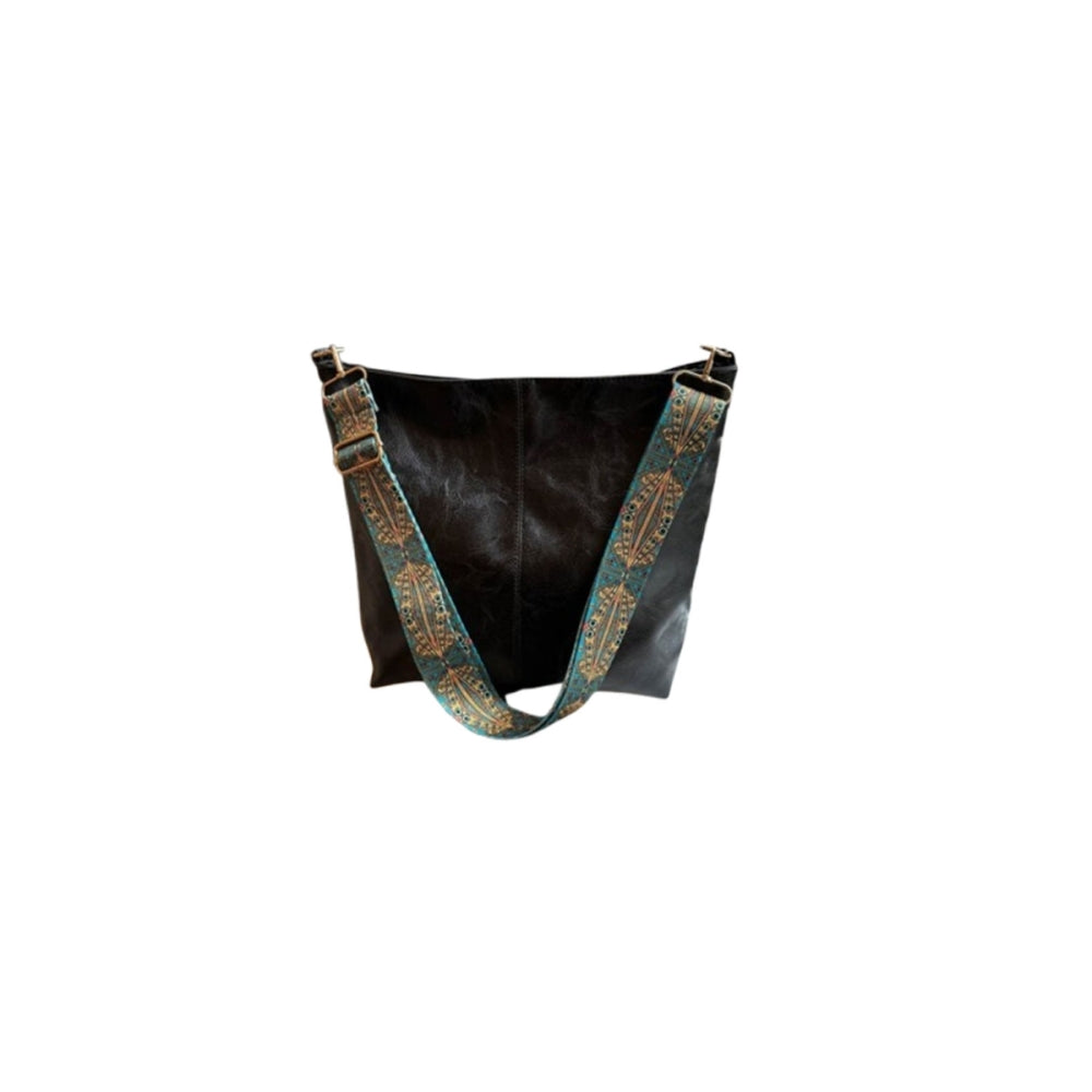 PU Leather High-Capacity Shoulder Sling Bag with Simple Adjustable Wide Strap