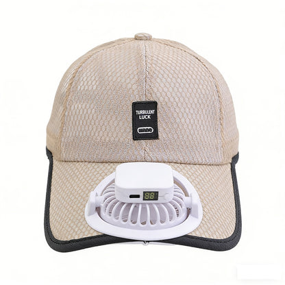 Solar and USB Rechargeable Baseball Hat with Built-in Fan