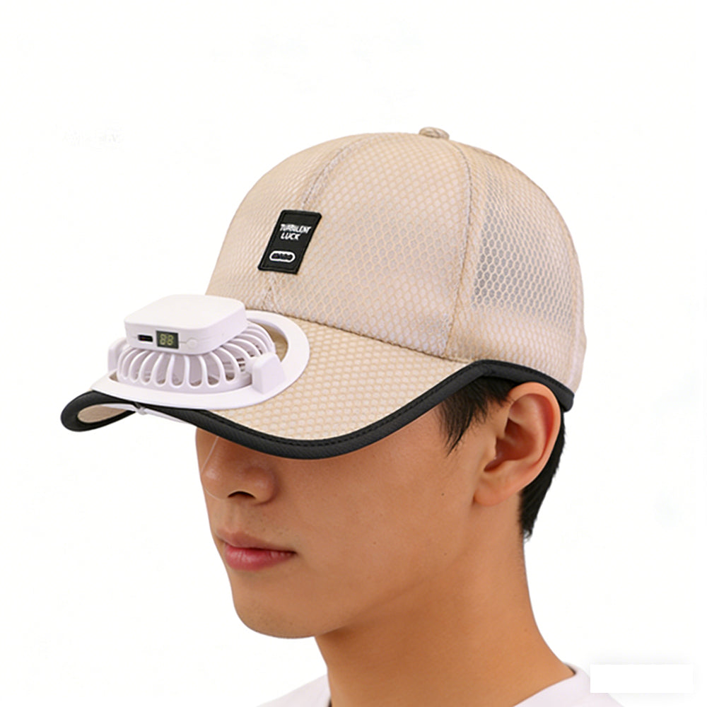 Solar and USB Rechargeable Baseball Hat with Built-in Fan