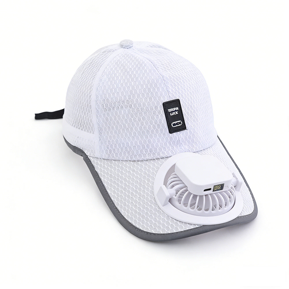 Solar and USB Rechargeable Baseball Hat with Built-in Fan