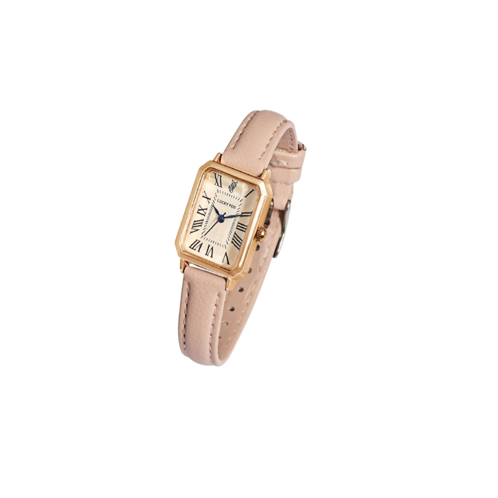 Retro Ladies Rectangular Watch with Leather Band