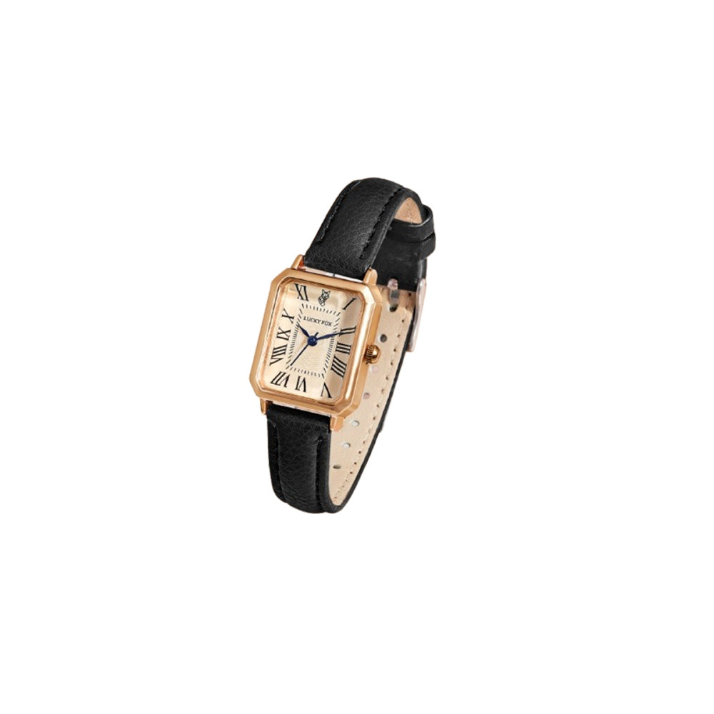 Retro Ladies Rectangular Watch with Leather Band