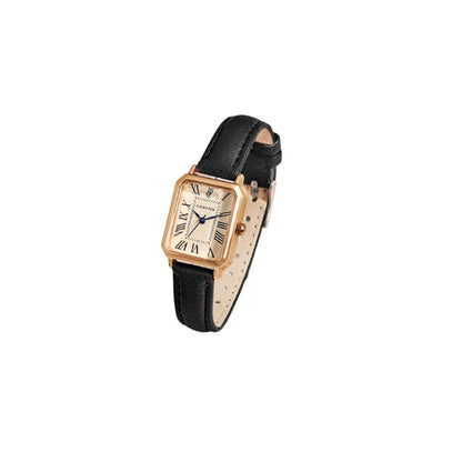 Retro Ladies Rectangular Watch with Leather Band