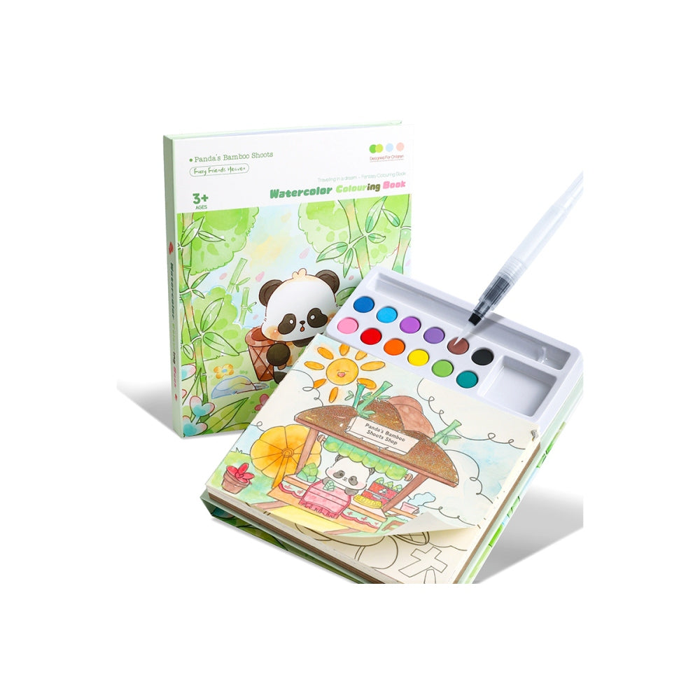 Watercolor Colouring Book with 12-Color Pigment Color Blocks