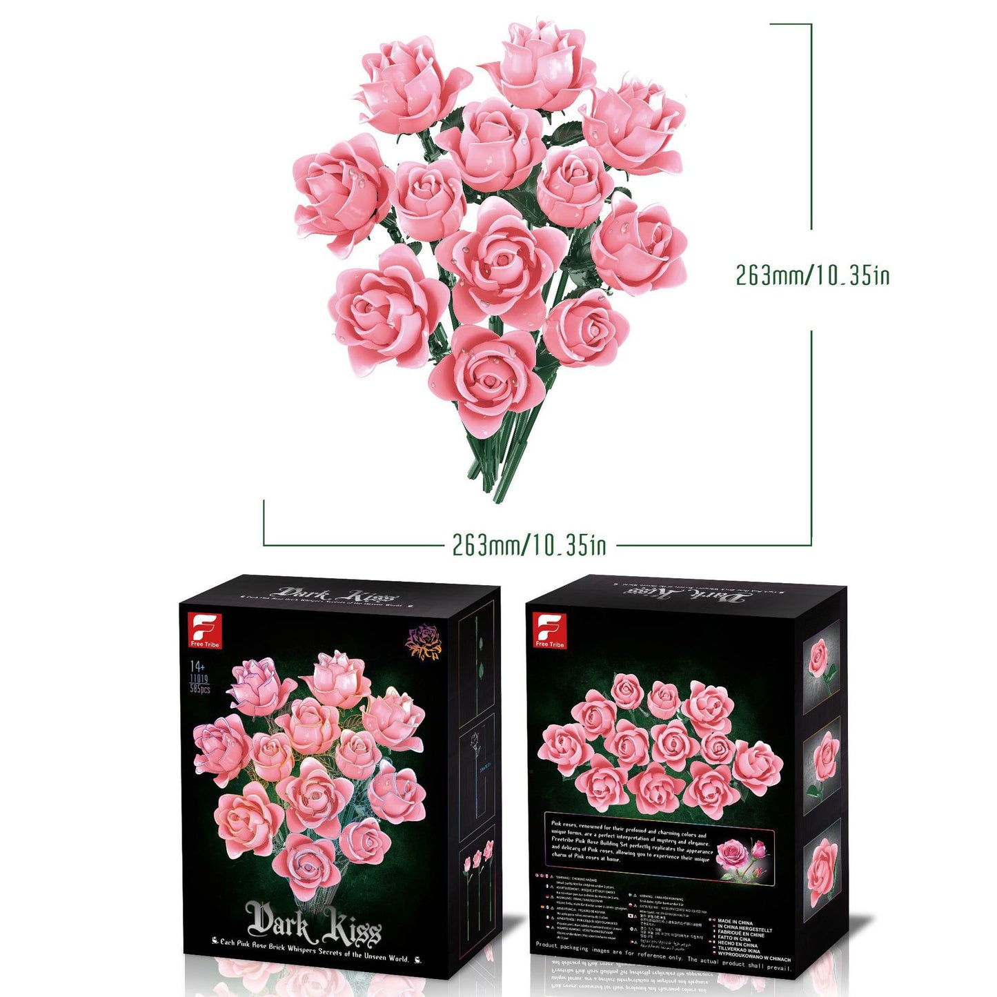 DIY 585-Piece Building Blocks Rose Bouquet Kit