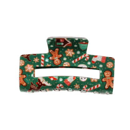 Christmas Hair Claw Clips with Santa Gingerbread Man Design