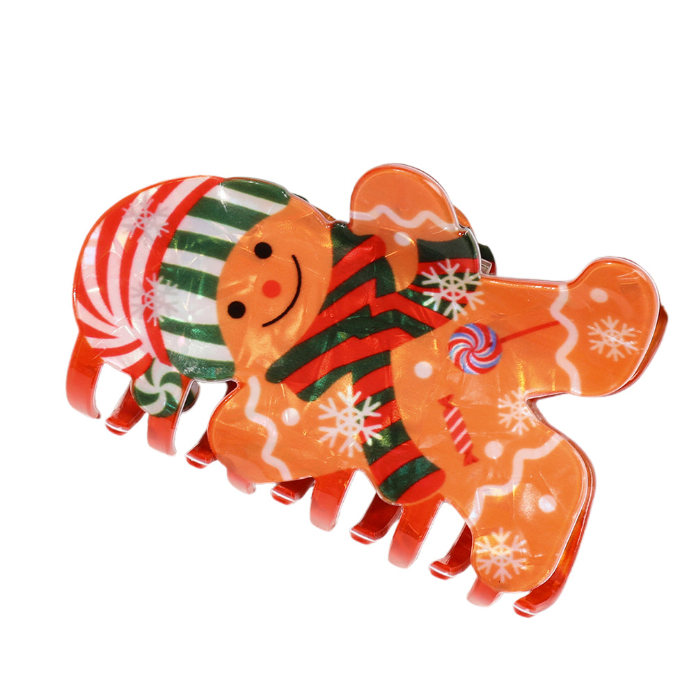 Christmas Hair Claw Clips with Santa Gingerbread Man Design