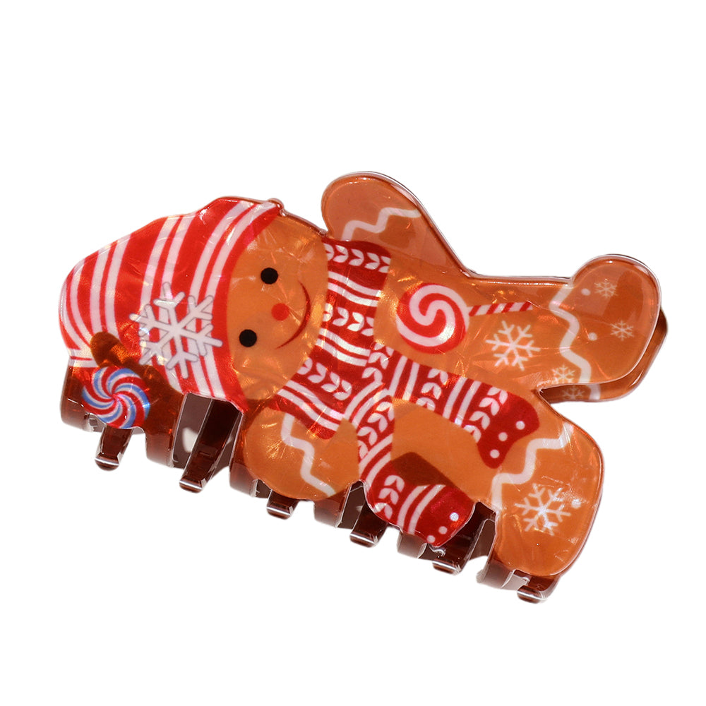Christmas Hair Claw Clips with Santa Gingerbread Man Design