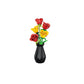 Tulip And Rose Building Blocks Set With Vase For Home Decoration