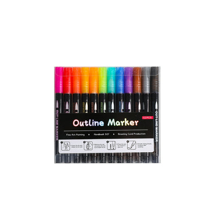 Silver Outline Double Line Pens for Drawing Art Glitter Markers