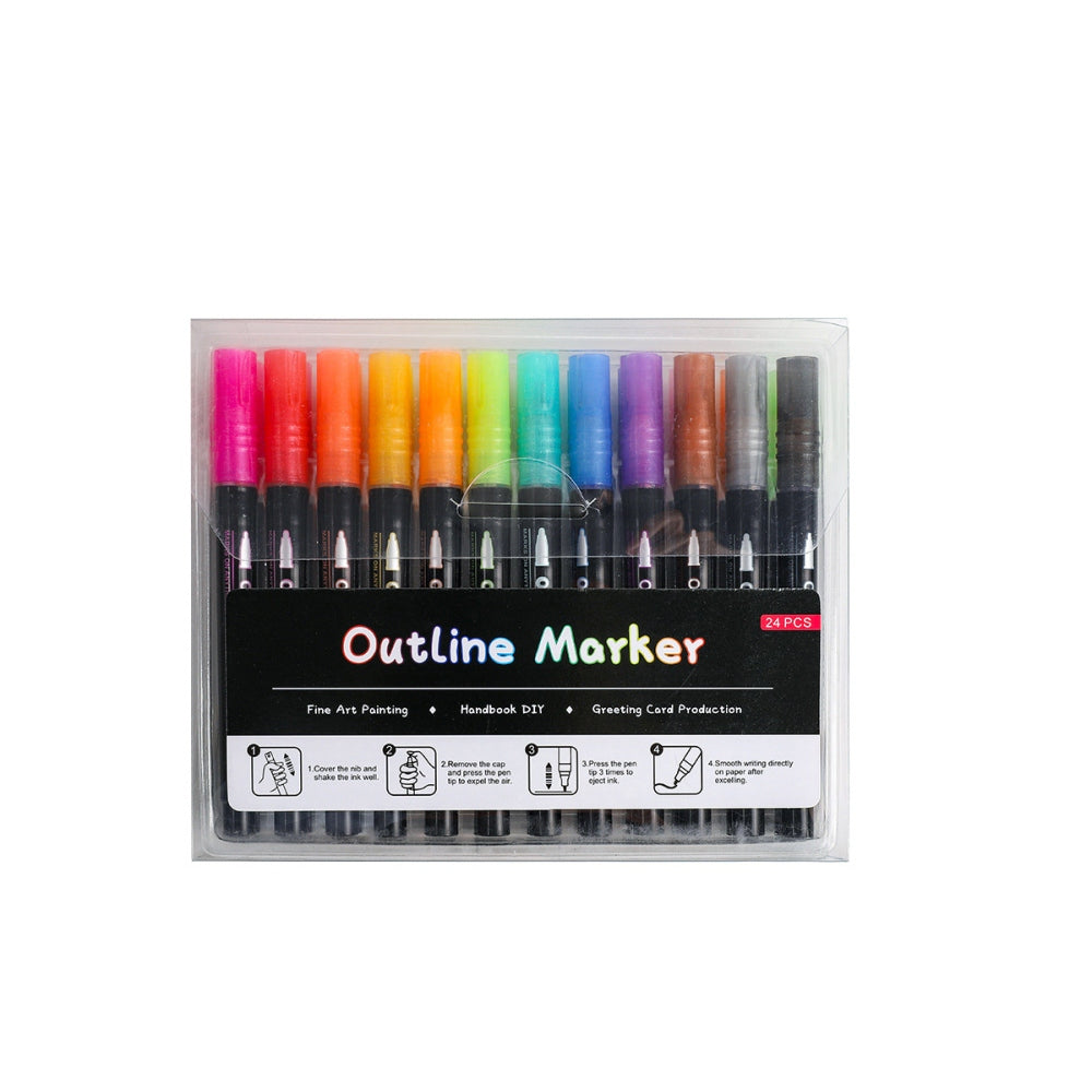 Silver Outline Double Line Pens for Drawing Art Glitter Markers
