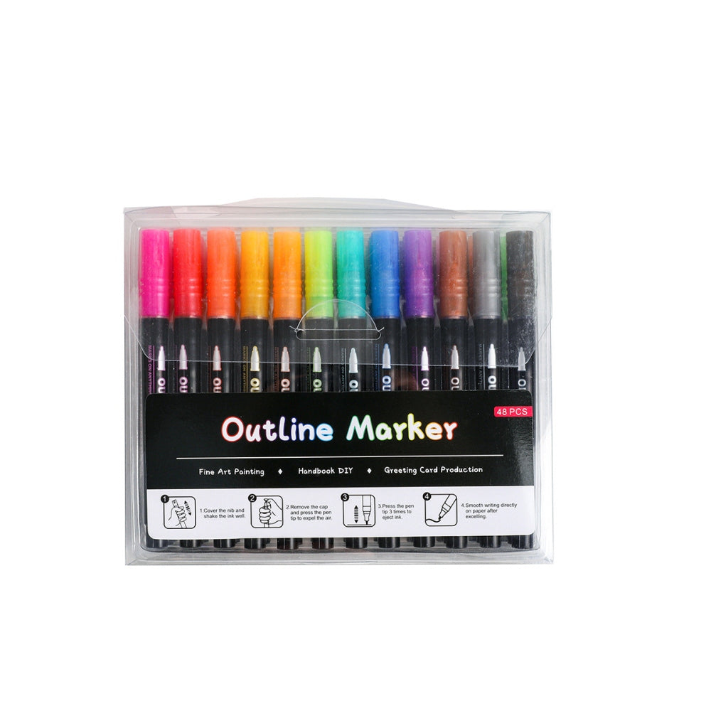 Silver Outline Double Line Pens for Drawing Art Glitter Markers