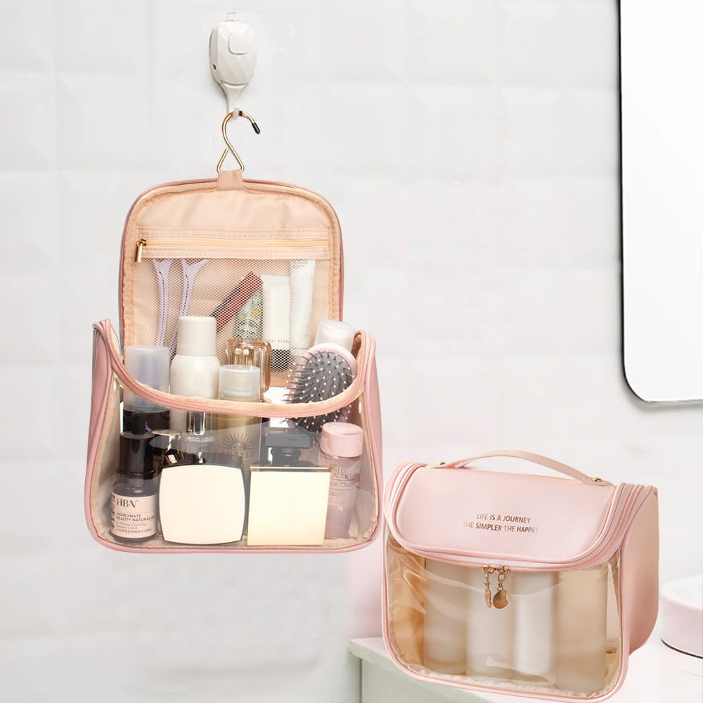 Clear Makeup Bag with Hanging Hook for Travel Organizer for Accessories