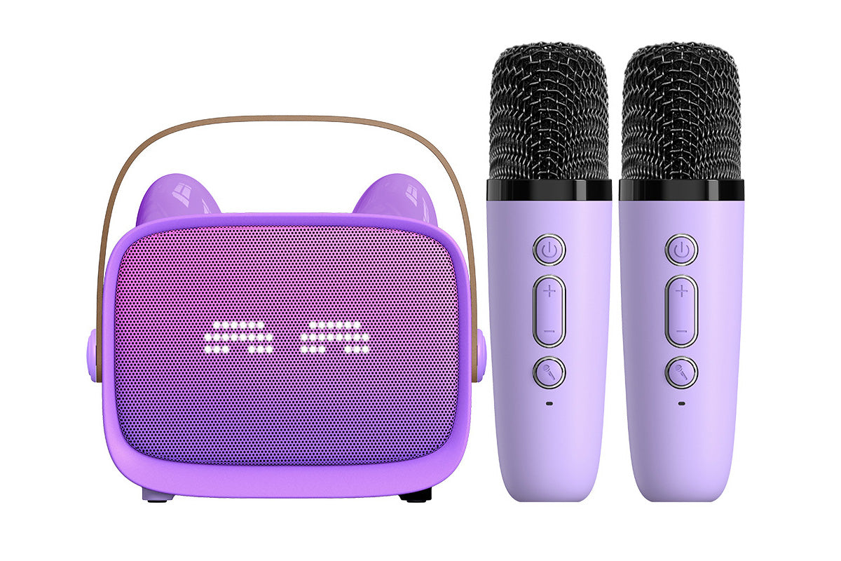 Mini Karaoke Machine Toys Gifts Portable MP3 Player with 2 Wireless Microphone