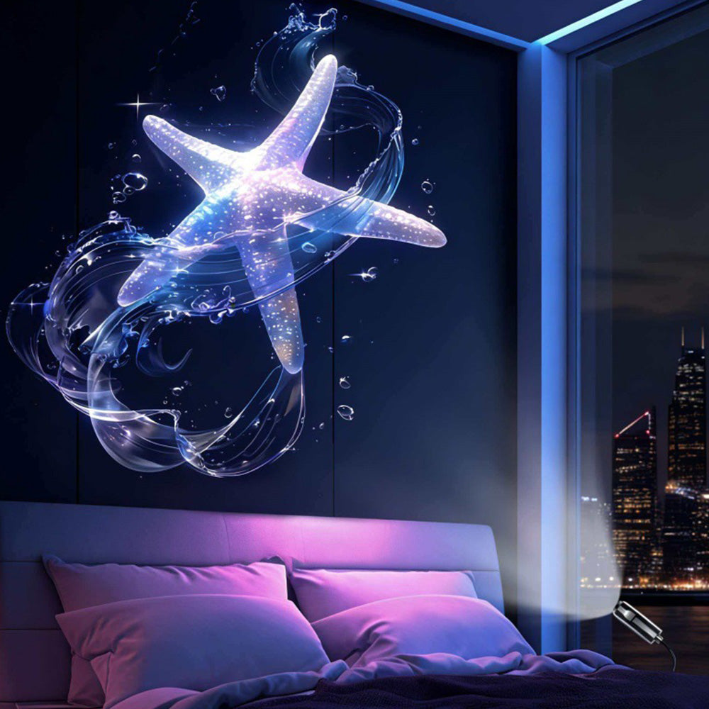 USB Star Projector Light Galaxy Planet Night Lamp with Replaceable Slides