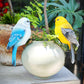 Realistic Bird Statue for Garden Flower Pot Decor