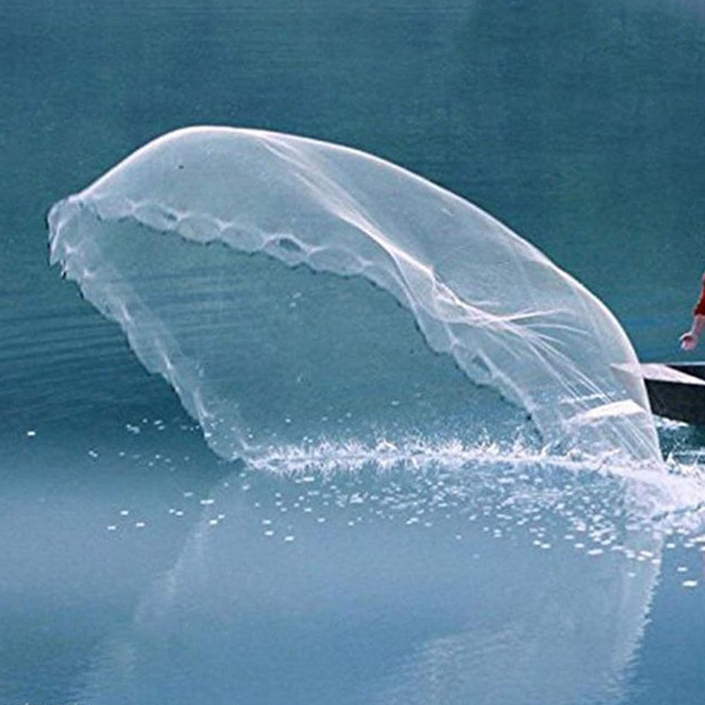 Cast Net for Fishing Throw Net Without Rings Pull String Design for Pond Lake