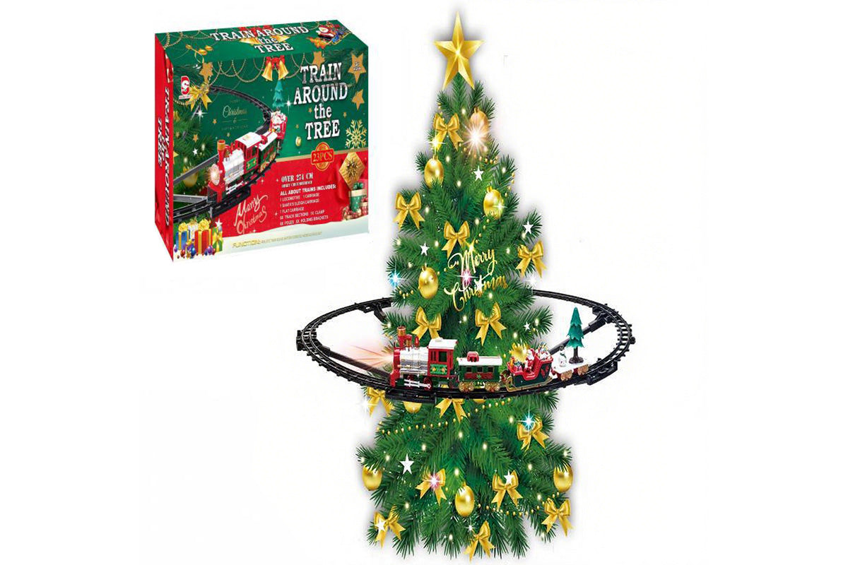 Hanging Christmas Train Set Toy with Lights Music and Track for Little Ones