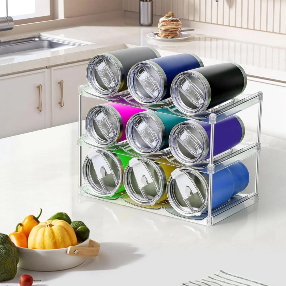Stackable Clear Storage Rack for Wine Bottle Cup