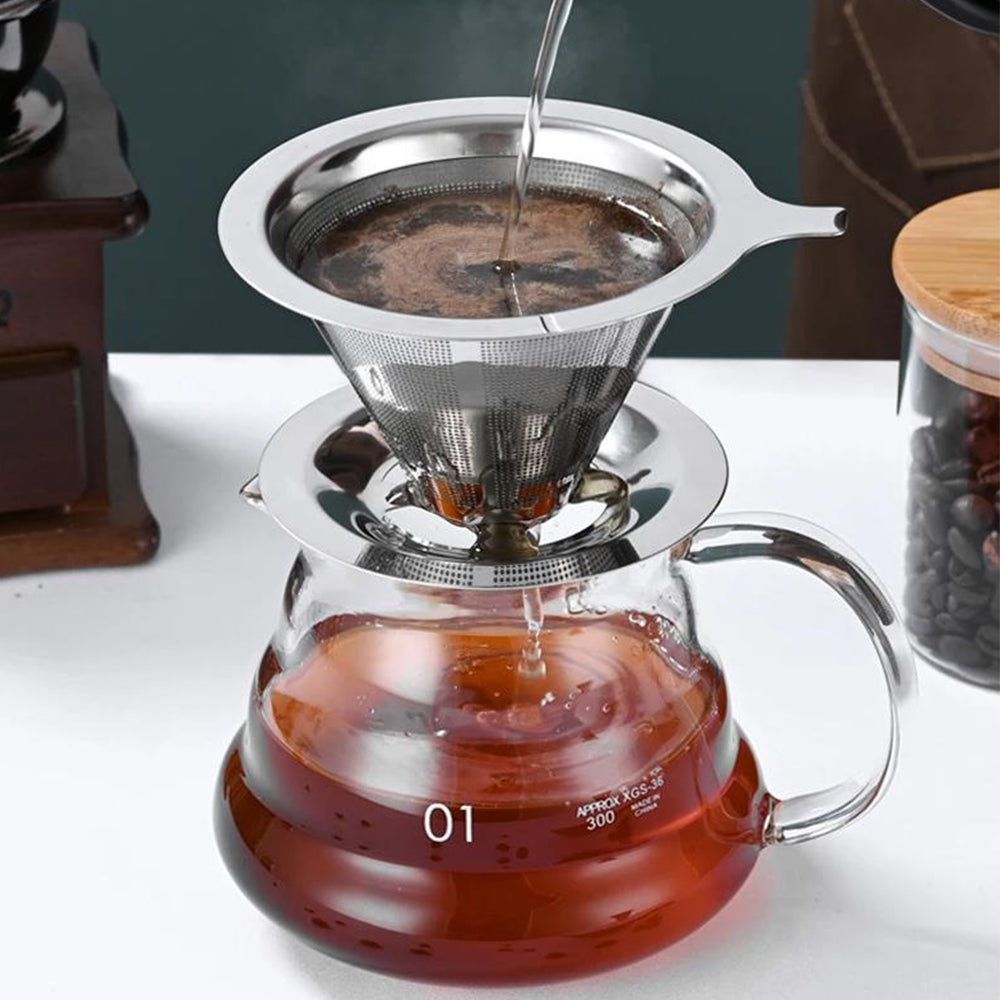 Reusable Coffee Tea Filter Mesh Stainless Steel Funnel with Base