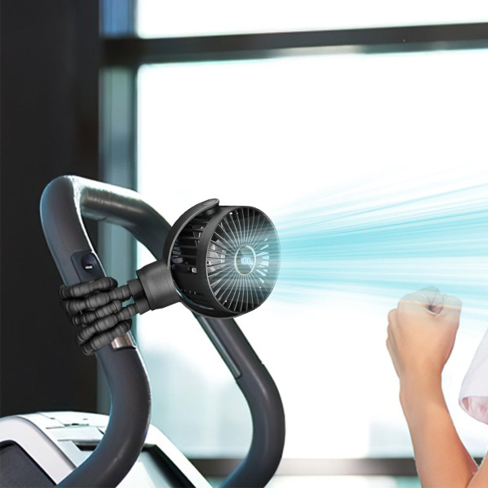 Portable Octopus Stroller Fan with Digital Display and 3 Speed Settings