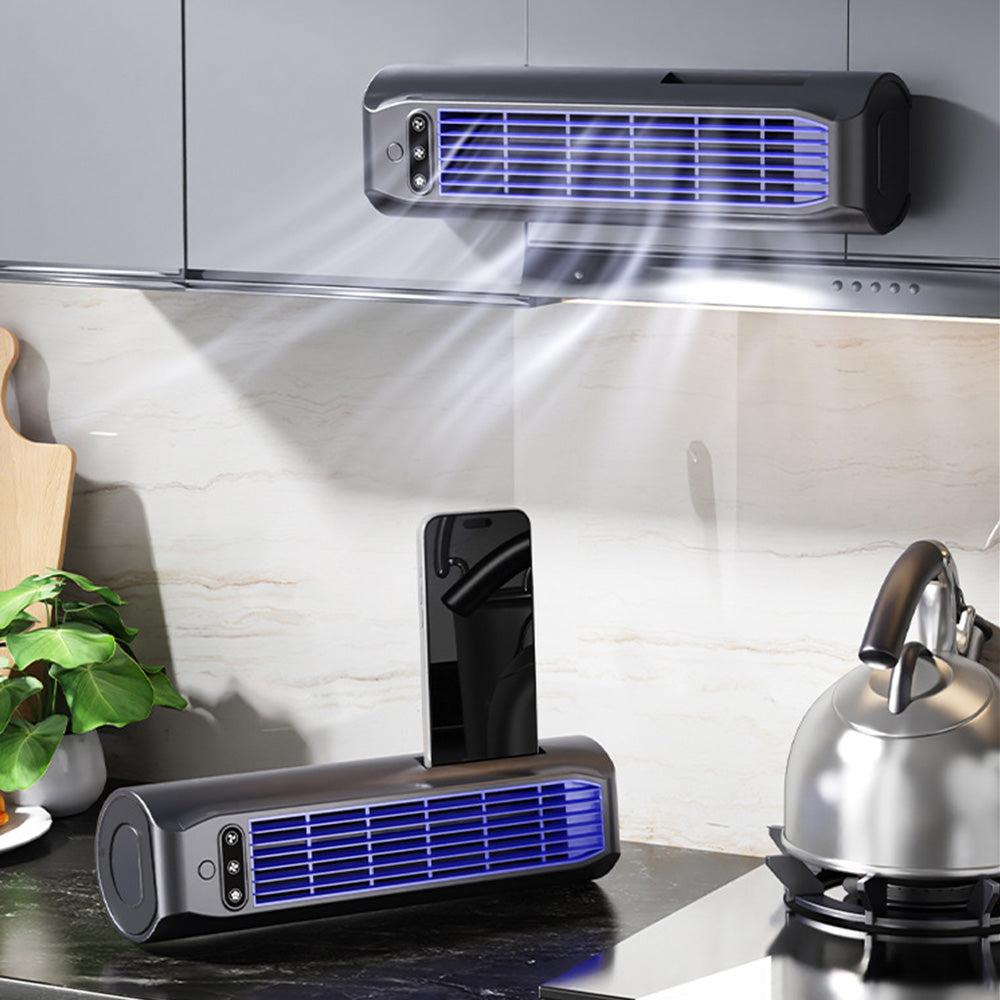USB Rechargeable Bladeless Tower Fan For Wall Floor And Desk Use