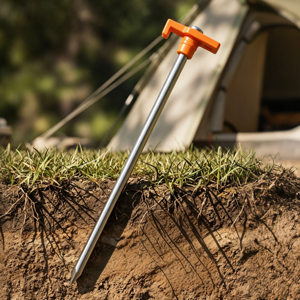 10 Pack 7 Inch Tent Stakes Carbon Steel Rustproof Orange Top for Camping Canopy Securing