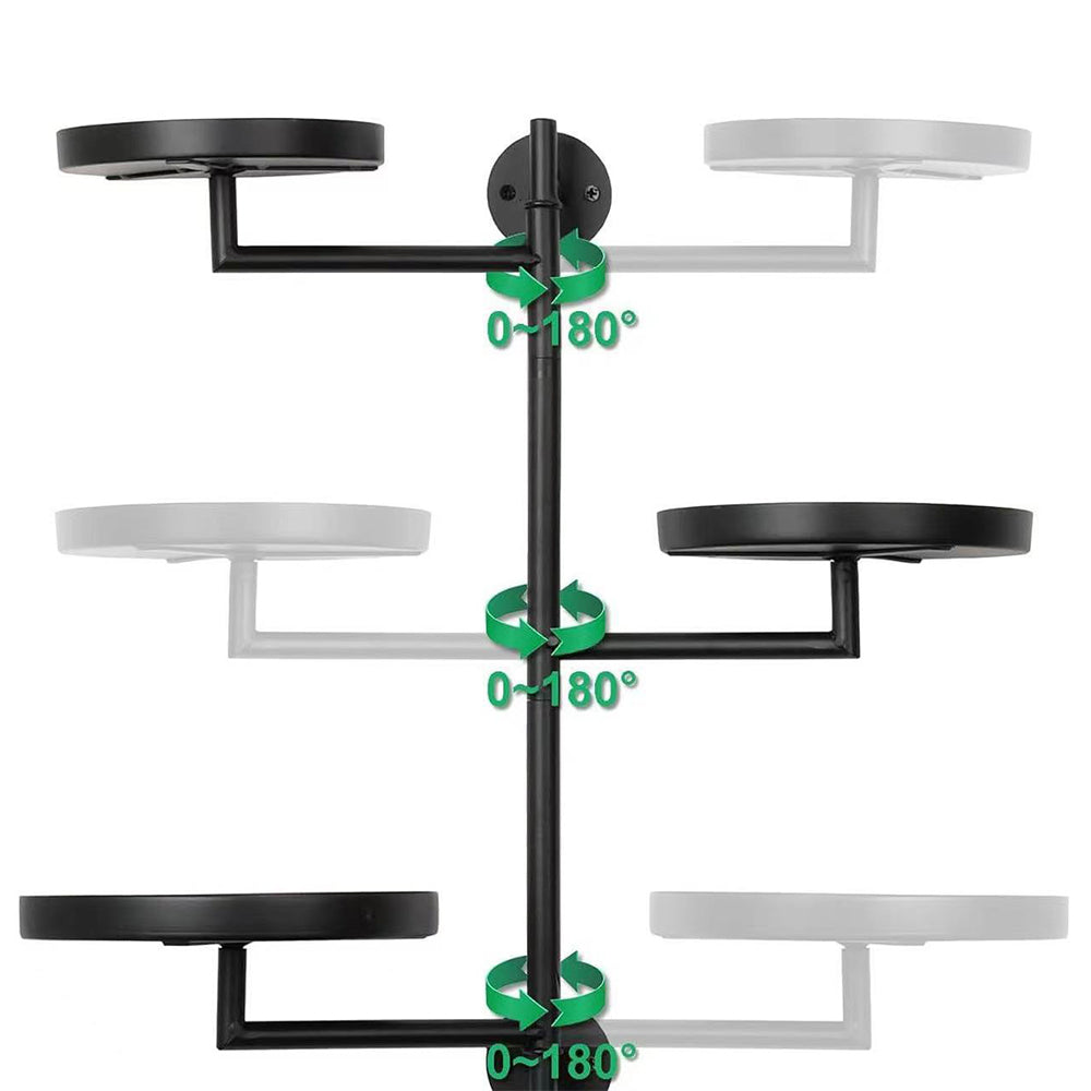 Indoor Wall Mount 3-Tier Rotating Metal Plant Stand for Multiple Plants