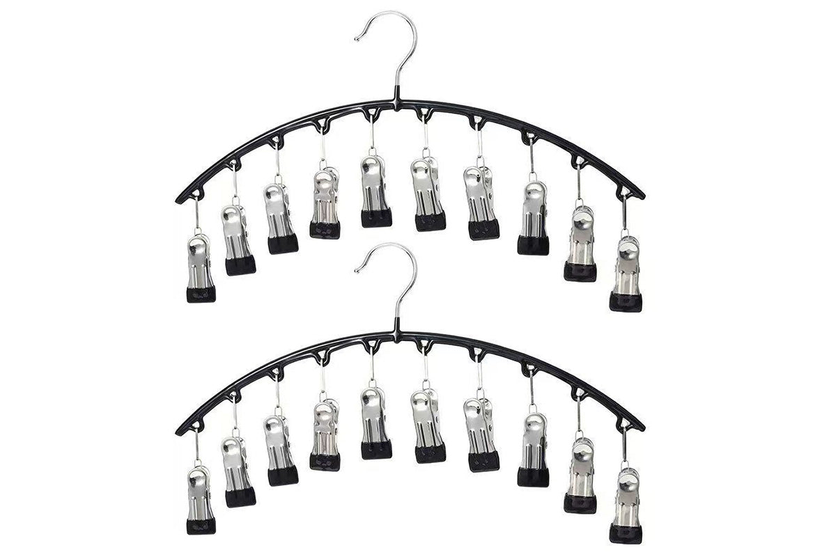 2 Pack Space-Saving 10-Clip Yoga Pants Hangers Closet Organizer for Leggings Skirts and More