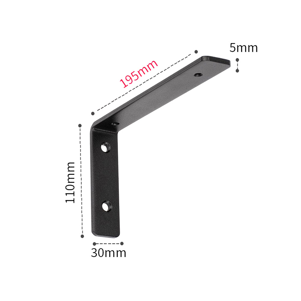 4 Pack 5mm Thick Black L Shelf Bracket Floating Shelf Supports with Screws