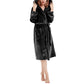 Women Robe Hood Flannel Fleece Full Length Bathrobe Shower Nightgown-Black