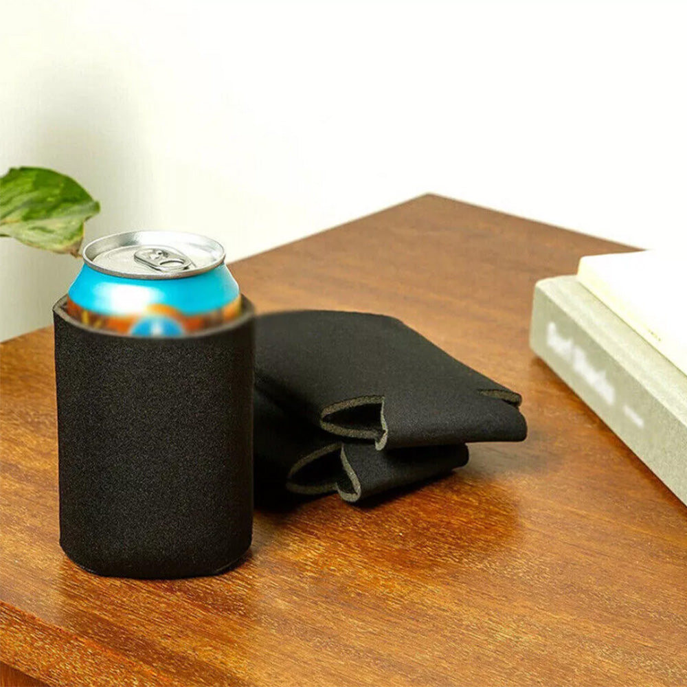 25Pcs Black Blank Can Cooler Sleeves Collapsible Plain Drink Holder Skinny Drink Insulated Sleeve