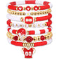 7 Piece Elastic Clay Bead Football Bracelet Stack Set