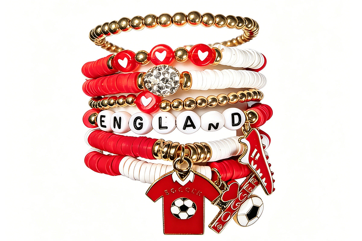 Colorful Soft Clay Football World Cup Bracelets Set for Aldults Soccer Fans