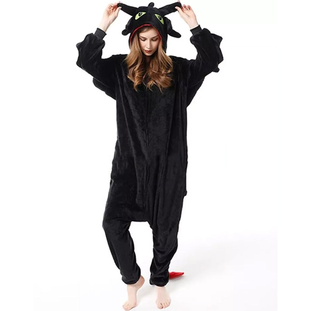 Animal Polyester Zipper Hooded Jumpsuit Onesie Adult Cosplay Unisex Pajamas Costume-Style 3