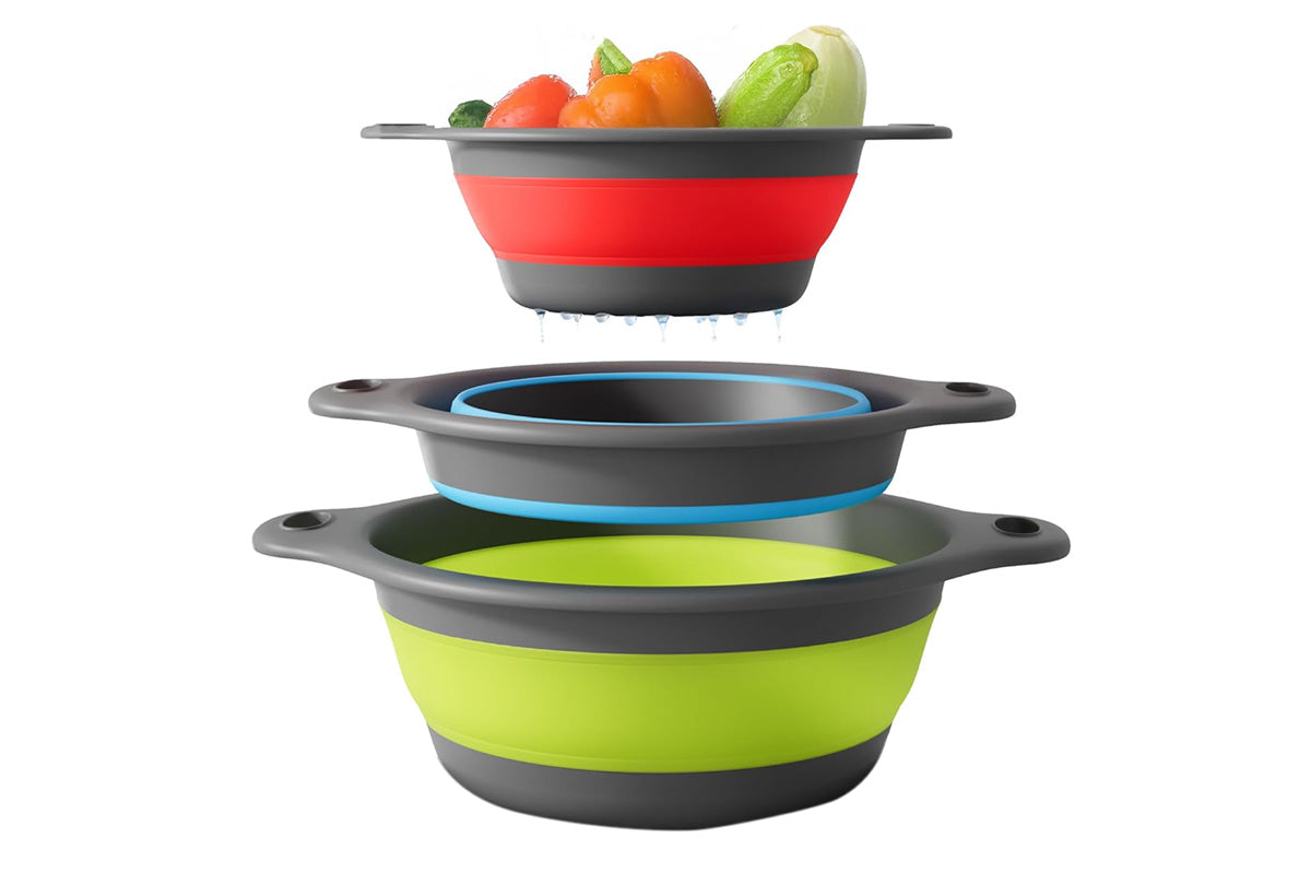 3Pcs Collapsible Colander Food Strainers Set