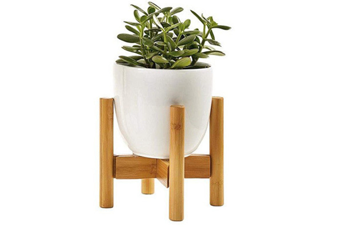 Adjustable Bamboo Plant Stand Holder Indoor for Stable Plant Display