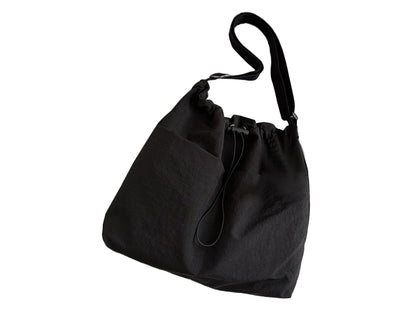 Nylon Crossbody Shoulder Tote Bag Large Capacity Drawstring Bucket Bag