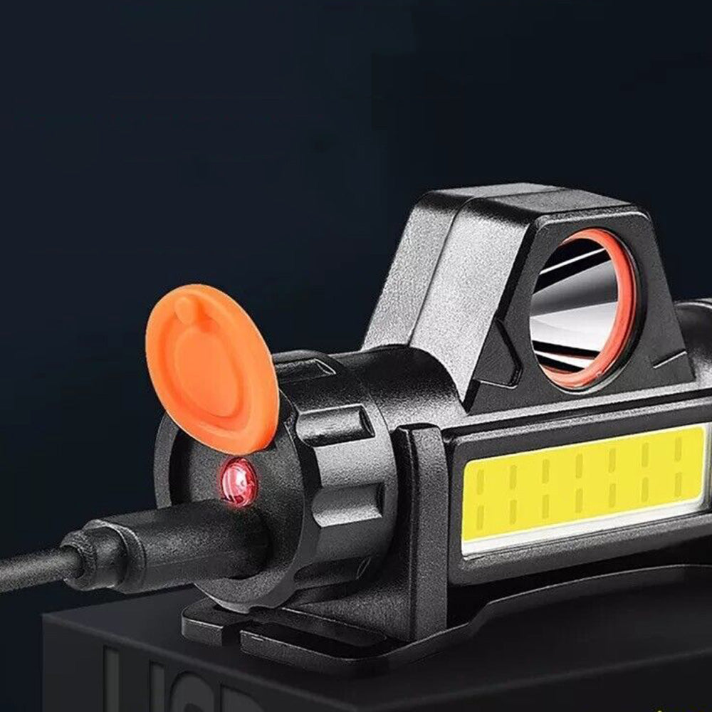 Dual Light Source Headlamp COB Camping Headlight with Rechargeable Battery