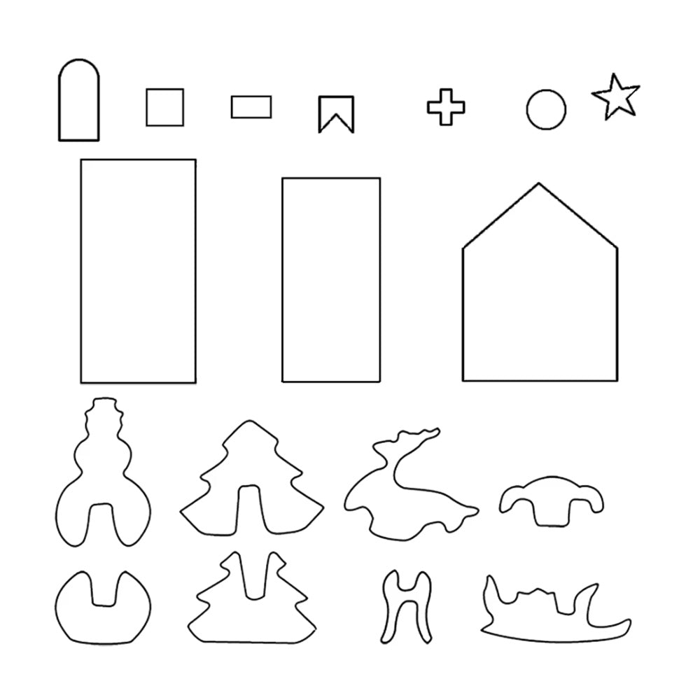 18PCS Stainless Steel 3D Christmas Cookie Cutter Set Gingerbread House Shapes