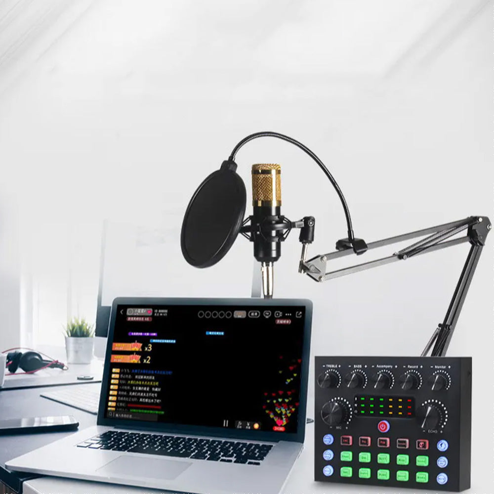 Recording Condenser Microphone Kit with Sound Card for Streaming YouTube TikTok