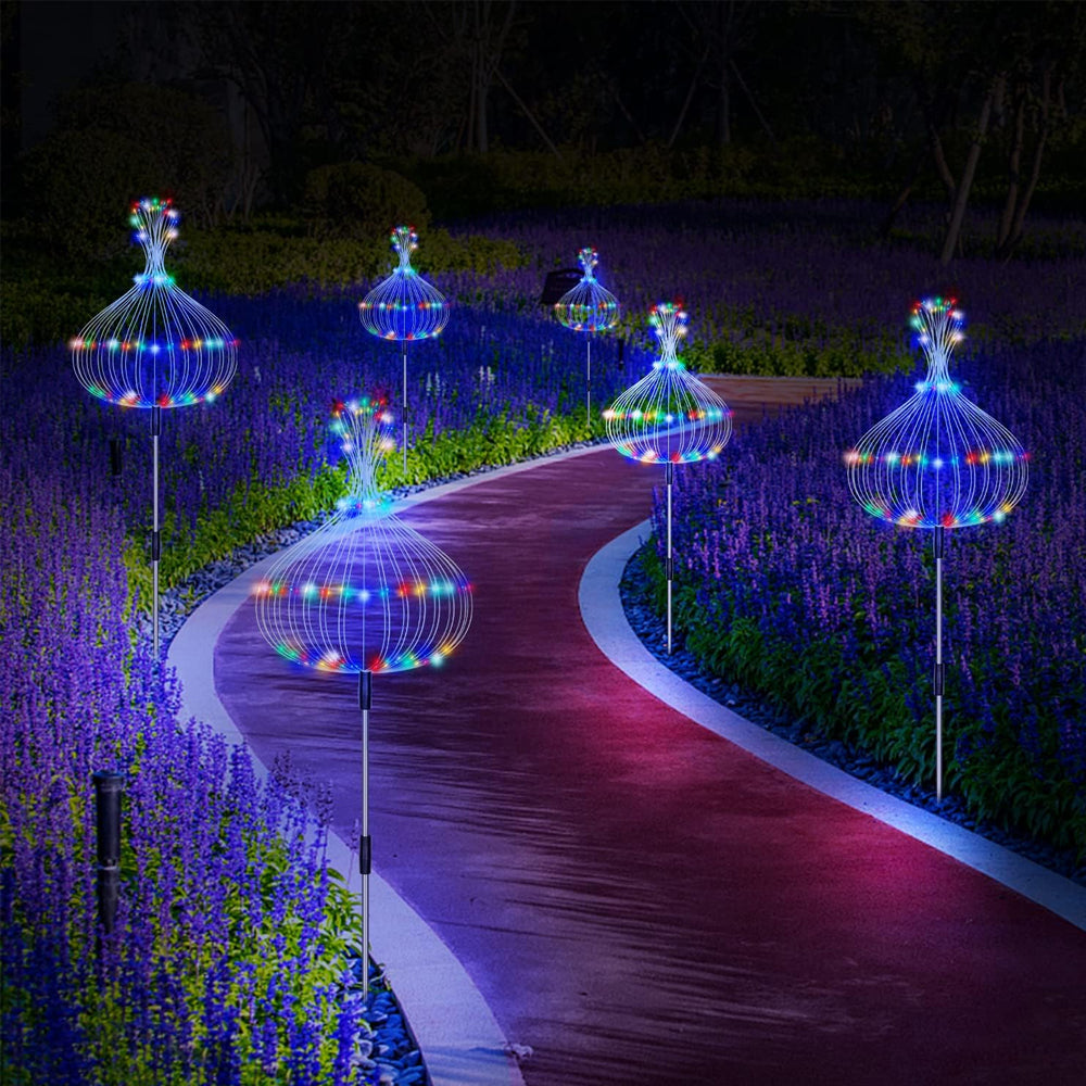 5Pcs Solar Firework Lights Water-resistant Outdoor Stake Lights