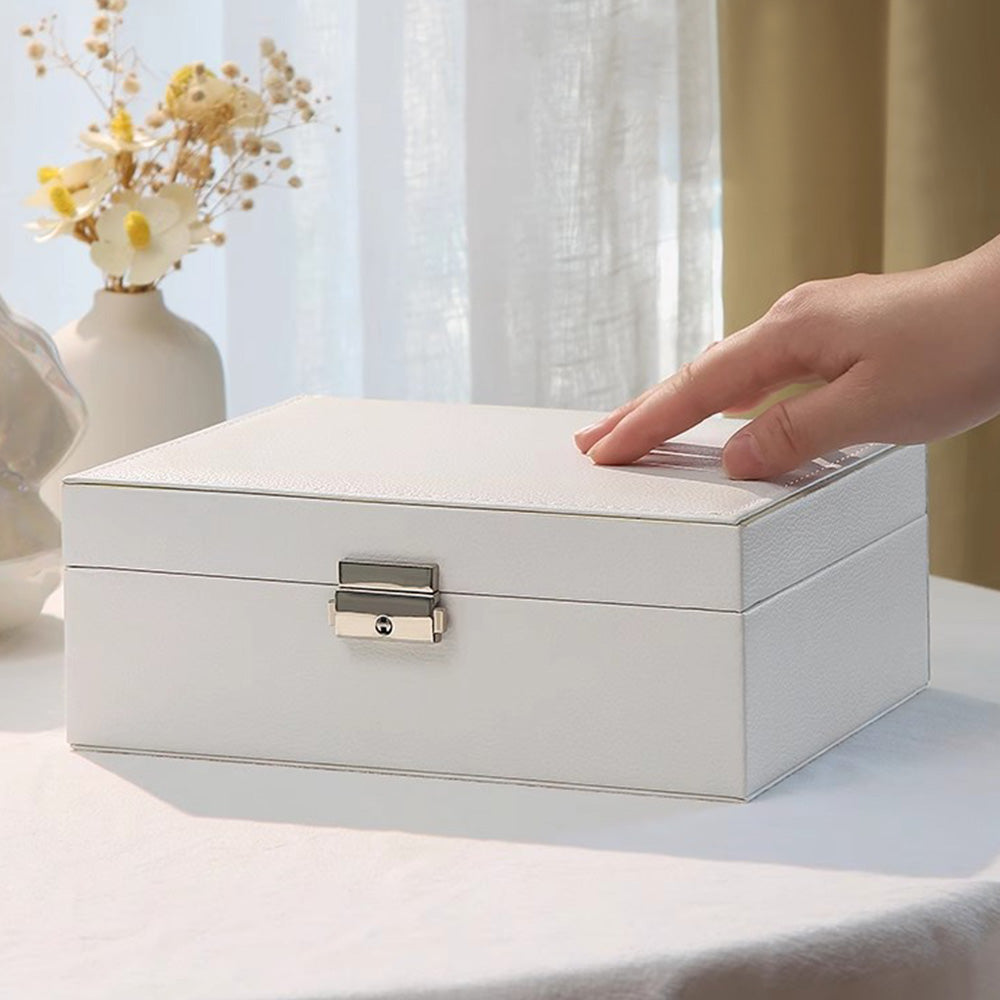 Jewellery Organiser Case Box Holder Storage Earring Ring Display with Lock and Key
