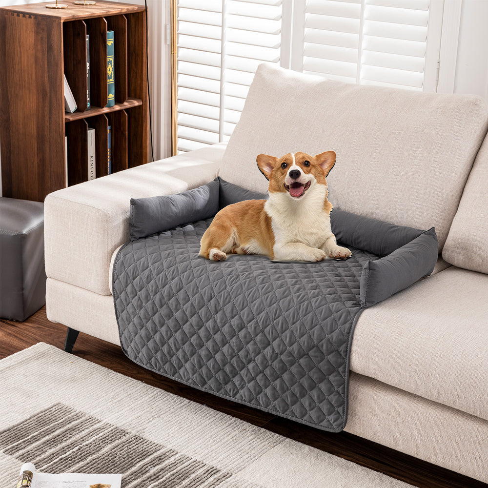 Plaid Water-resistant Sofa Pet Blanket Mat with Pillow