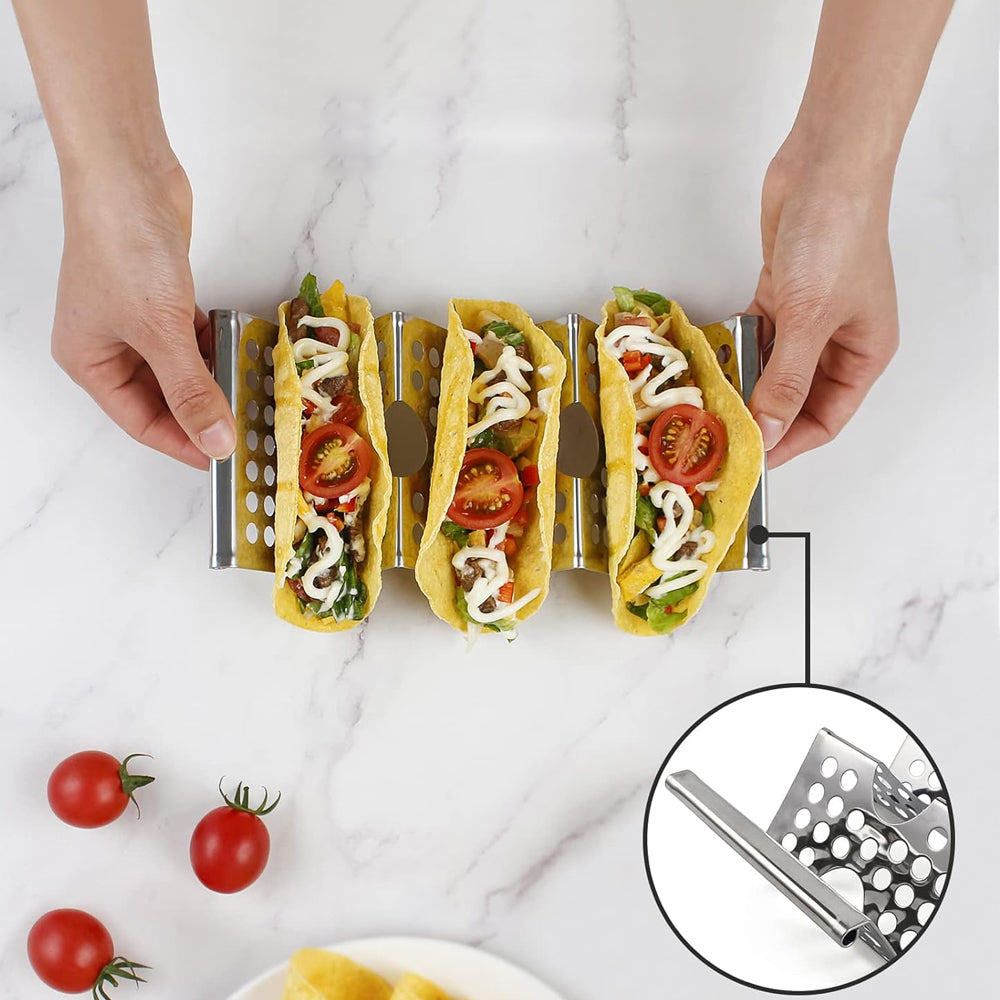 4Pcs Stainless Steel Taco Holder Hold 2 or 3 Tortillas