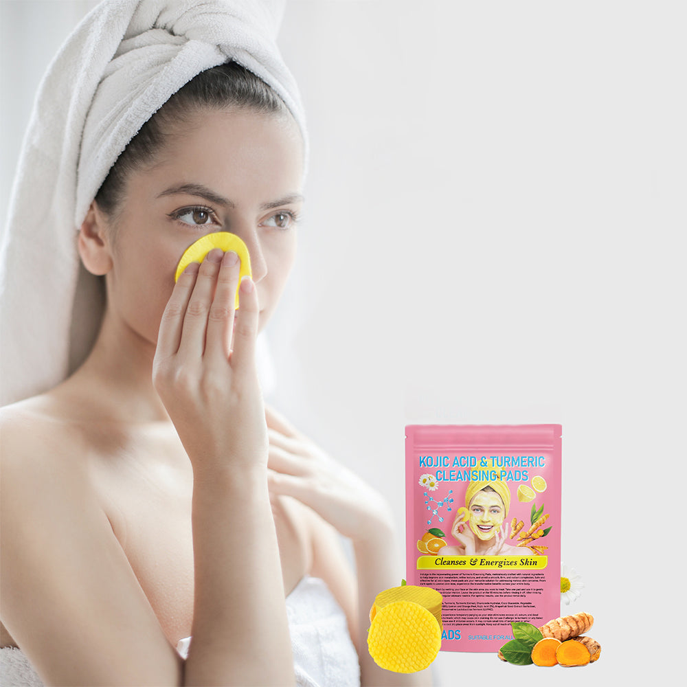 80Pcs Kojic Acid And Turmeric Cleansing Dry Pads for Dark Spots Balance Skin Care