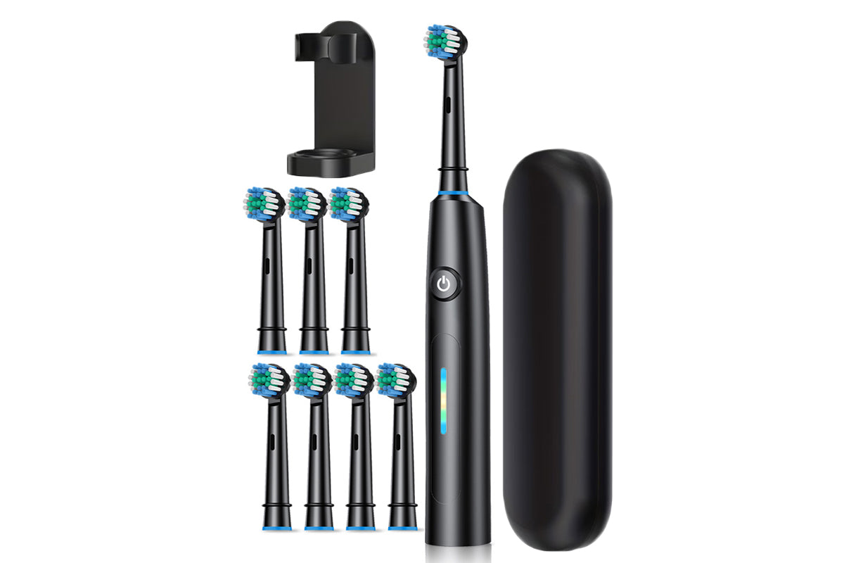 5 Modes Rotating Electric Toothbrush with 8 Heads Travel Case and Stand