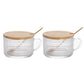 2PCS Vintage Embossed Coffee Mugs With Lid And Spoon For Tea Milk